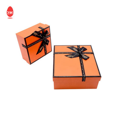 Ανθεκτικό πορτοκαλί Bowknot Cardboard Κουτί συσκευασίας δώρου Ορθογώνιο χαρτόνι αποθήκευσης